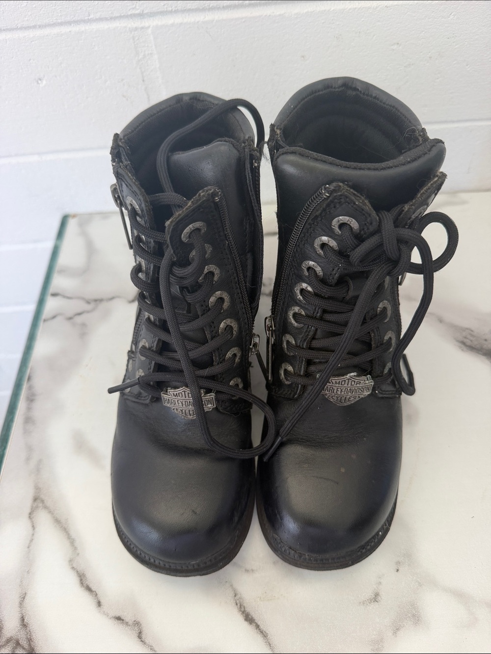 Harley-Davidson Black Leather Lace-Up Women's Motorcycle Boots